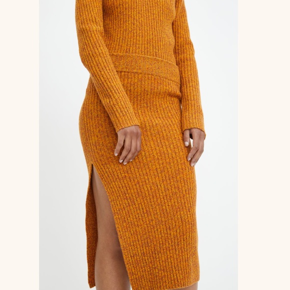 RODEBJER Rust Rib Knit Wool Midi Skirt & Sweater S/M - Picture 2 of 11